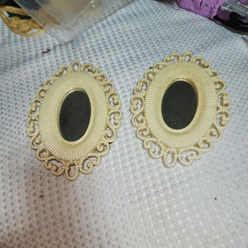 HOMCO EUC VINTAGE SET OF 2 MIRRORS SCROLL DESIGN MCM